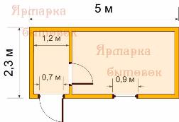 Cтроительная бытовка 5,0х2,3м с тамбуром